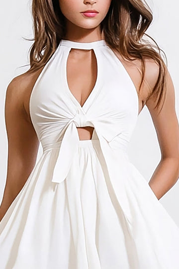 Dos Nu Une Ligne Évider Petite Robe Blanche